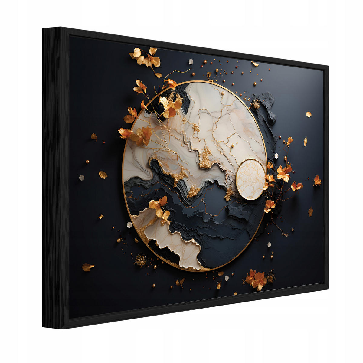 BILDER mit Rahmen Abstrakt Glamour Schwarz 60x40 cm - Multicolor, Holzwerkstoff (60/40cm) - Wallarena