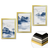WANDBILDER 3er Set - 20x30 cm Goldrahmen - Berge, Wolken, Bäume, Vögel - Goldfarben, Kunststoff (20/30cm) - ArtPrintCave