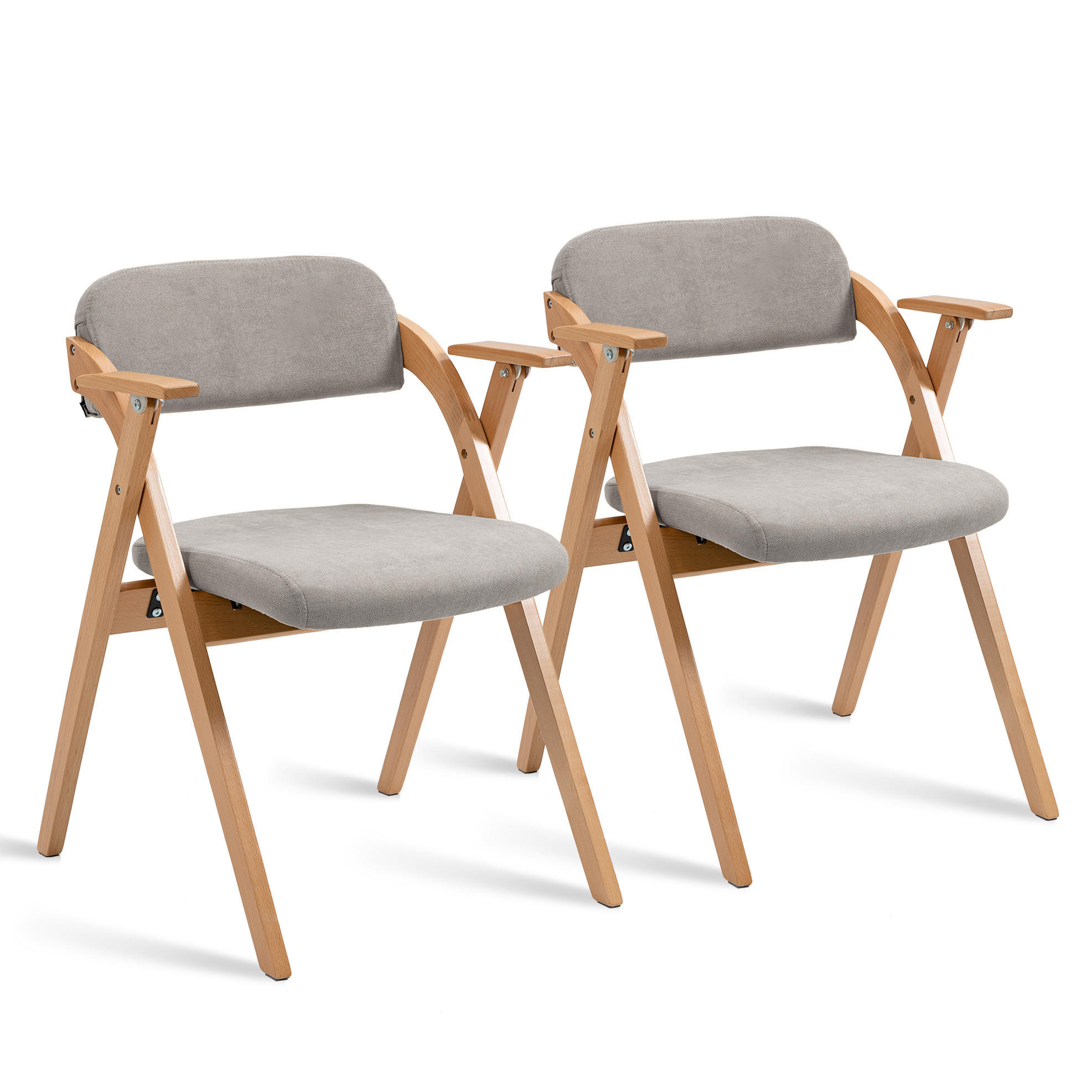 KLAPPSTUHL mit Armlehnen 2er-Set Buchenholz Grau - Grau, Holz (60/79/52.5cm) - Meubliv