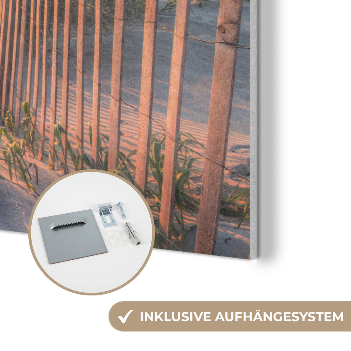 AKUSTIKPANEEL Strand - Meer - Düne - Sonnenuntergang - Landschaft 100x70 cm - Beige, Textil (100/0.9/70cm) - MuchoWow