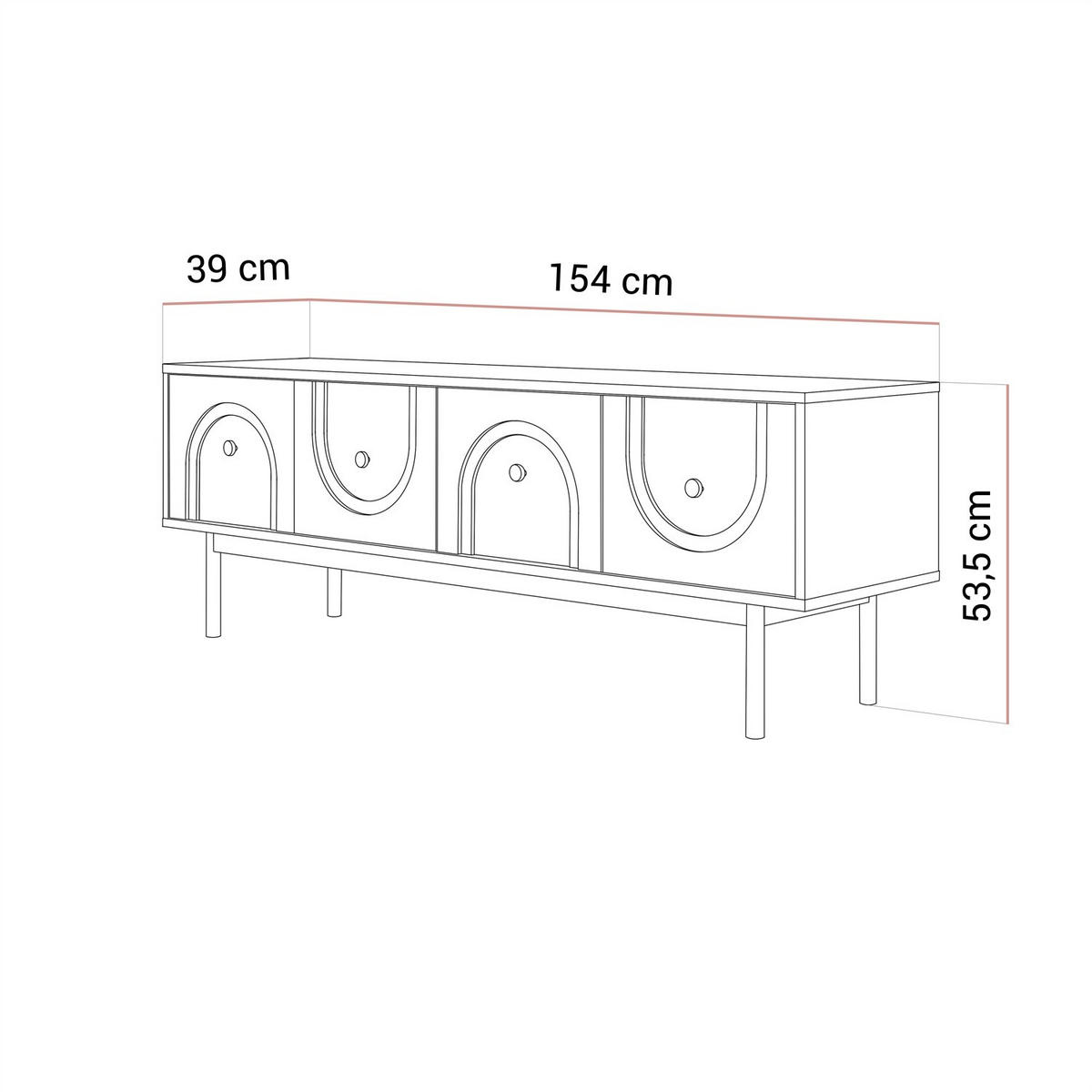 TV-SCHRANK LIBERTY auf Holzbeinen kaschmirfarben - Kaschmir, Holzwerkstoff (154/53.5/39cm) - Lookway