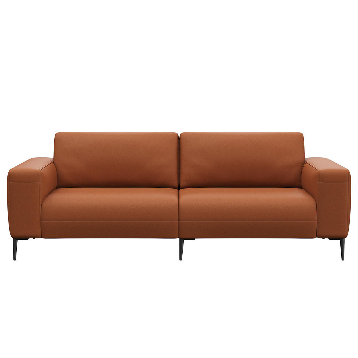 3-SITZER SOFA - Kastanienfarben/Schwarz, Leder/Metall (225/77/88cm) - home24