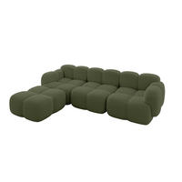ECKSOFA modulares Sofa Links Miko-L2 302x205x75 Grün Bouclé - Smaragdgrün/Schwarz, Holzwerkstoff/Kunststoff (302/205cm) - ALTDECOR