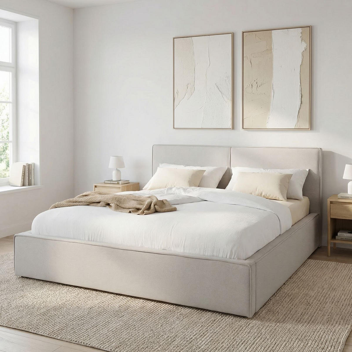 POLSTERBETT CALM 180x200 cm grau - Grau, Textil (180/200cm) - IDIMEX