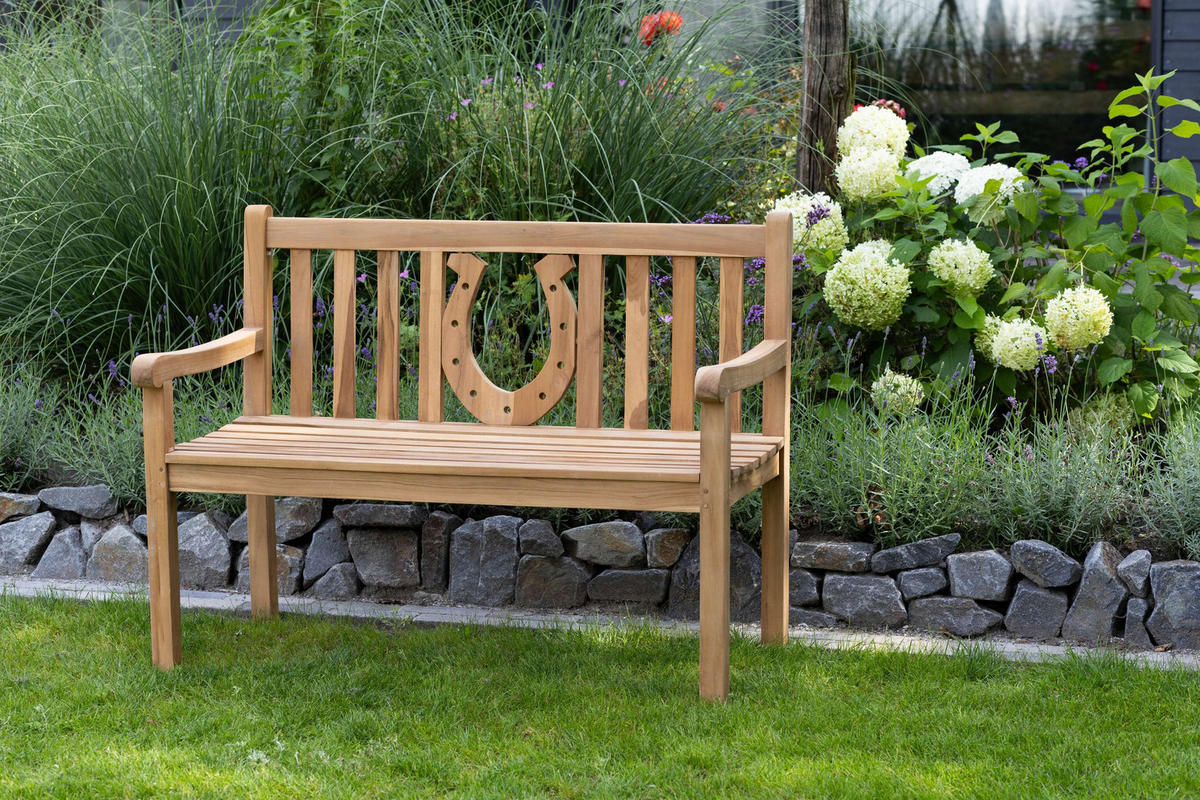 GARTENBANK Hufeisen - Naturfarben, Holz/Metall (120/94/60cm) - Mr. Deko