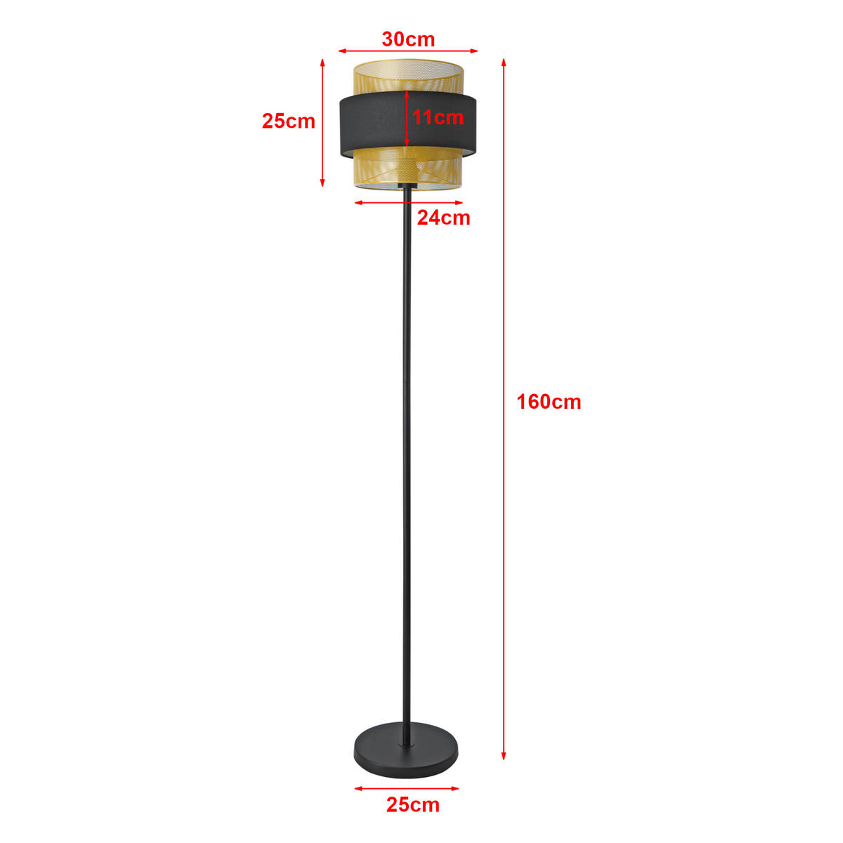 STEHLEUCHTE Albans - Schwarz, Metall (30/30/160cm) - lux.pro