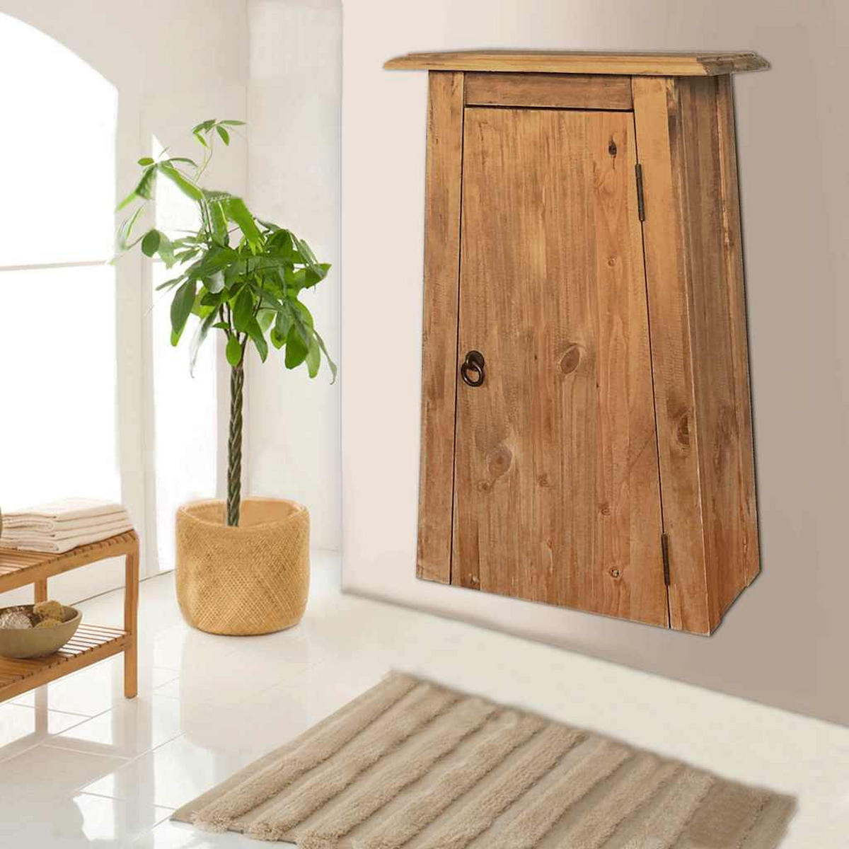 BAD-WANDSCHRANK Massivholz Kiefer 42/23/70 Cm - Braun, Holz (23/70/42cm) - vidaXL