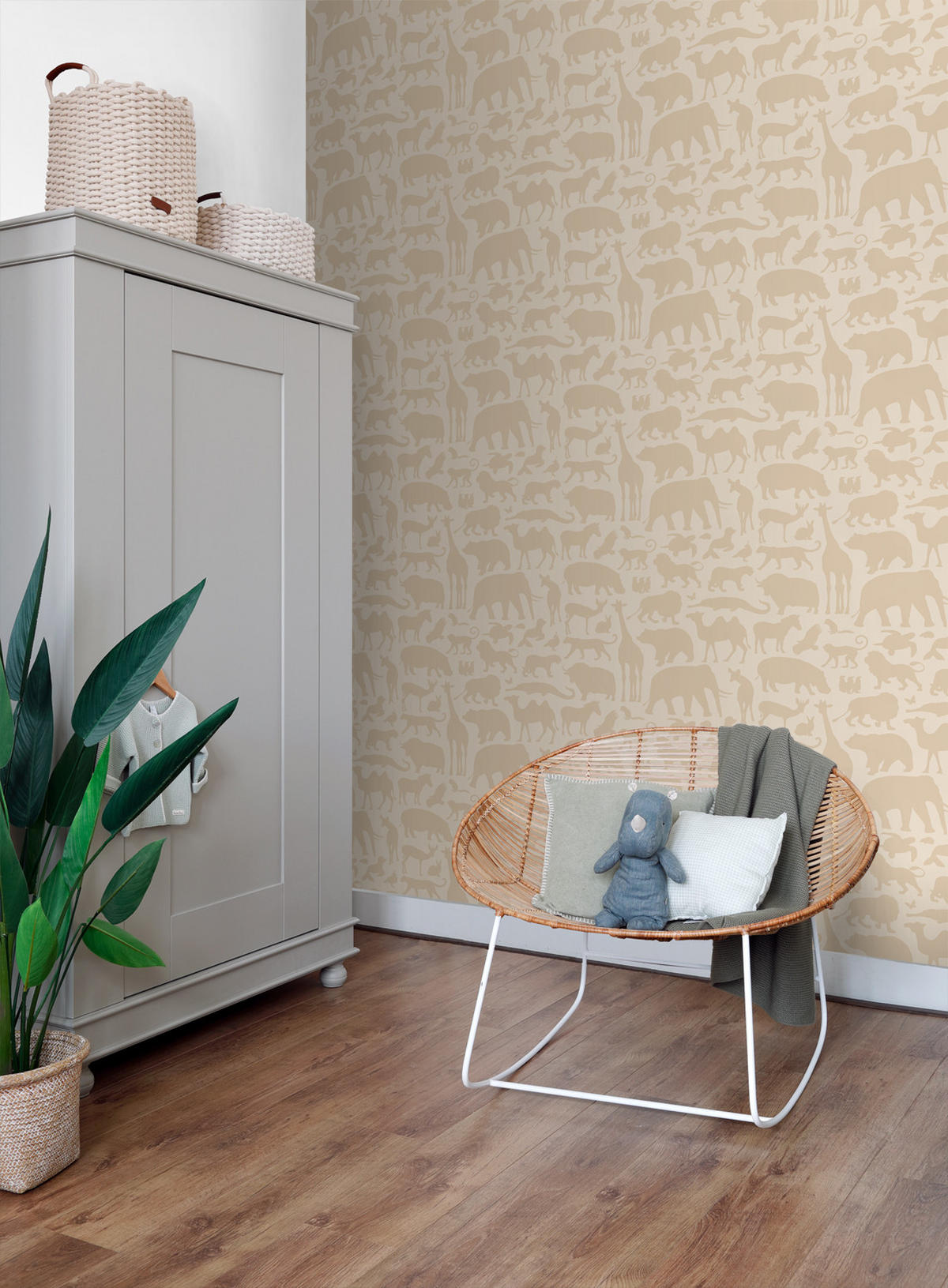 TAPETE Tiere 53 cm x 10.05 m - Beige, Papier (53/0.1cm) - ESTAhome