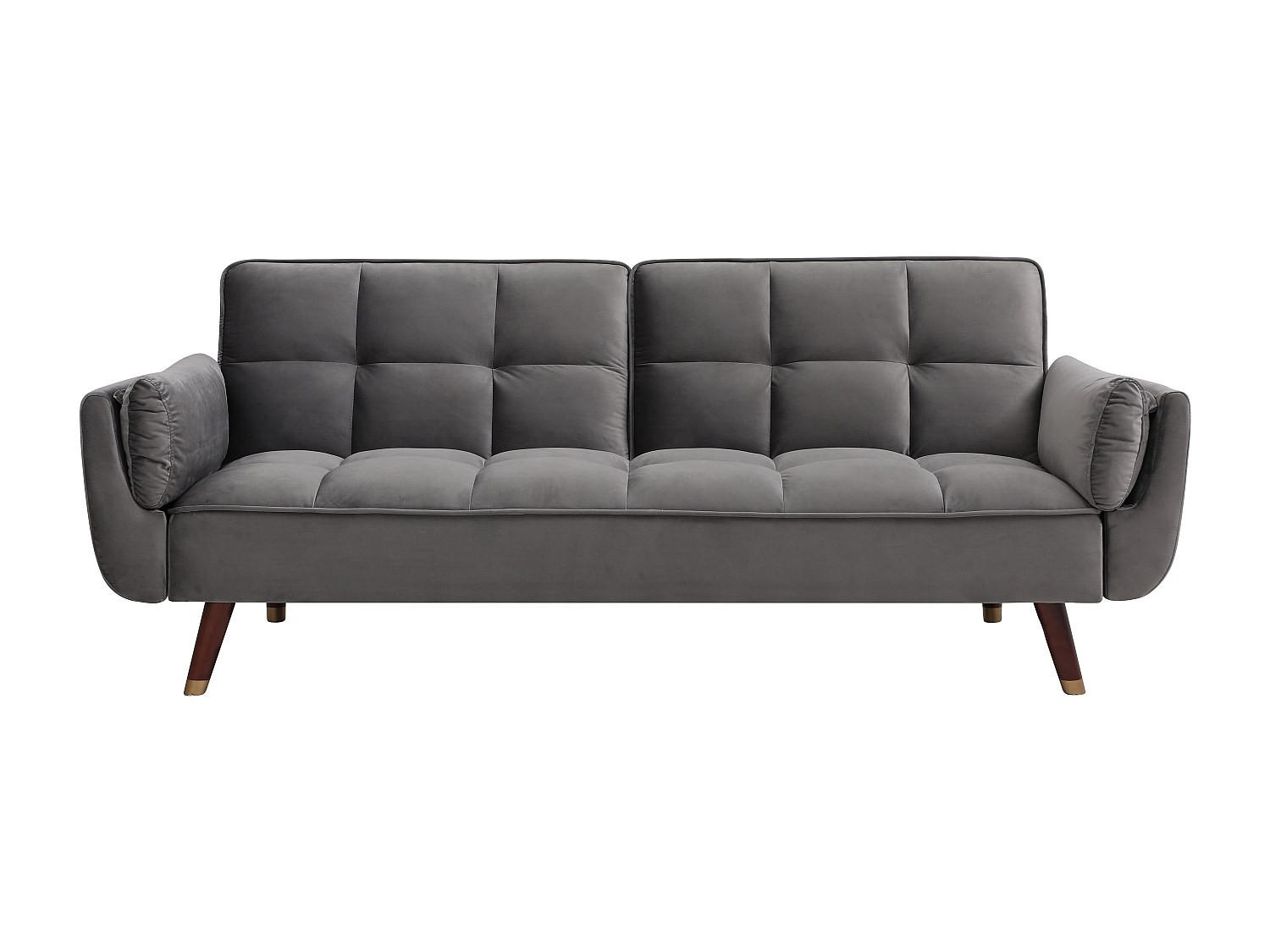 SCHLAFSOFA - 3 Personen - Samt, Stoff - Grau - - Grau, Textil (211/82/90cm) - Vente-Unique
