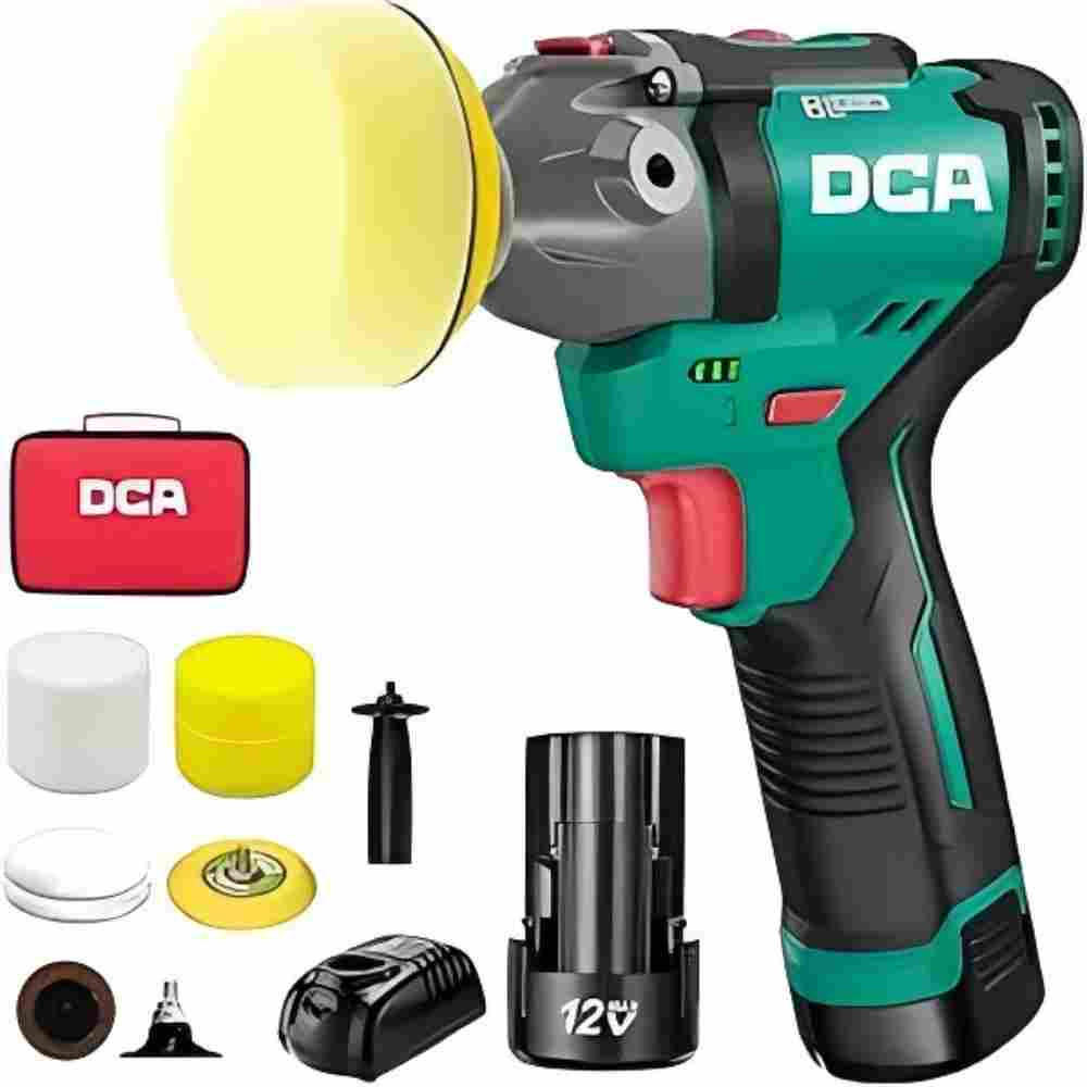 POLIERMASCHINE 12V-Mini akkubetrieben bürstenlos 75/50 mm, 2 Geschwindigkeiten 2800–8300 U/min - Grün, Metall (45/15/25cm) - DCA