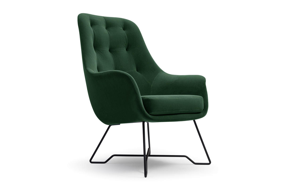 SESSEL SEDUTA, Modern Polstersessel Loungesessel, Velours-Stoff Grün - Grün, Holz/Metall (72.5/101.5/83cm) - MASSENO