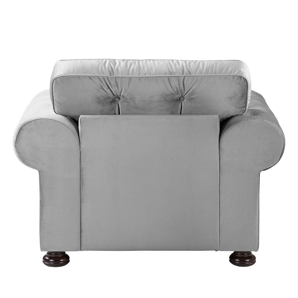 SESSEL - Samt - Hellgrau, Textil (125/93/100cm) - home24