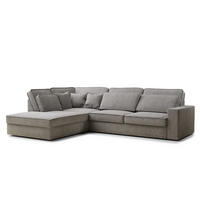 ECKSOFA Kirou Beige grau Chenille-Stoff - Links Seite - Greige/Schwarz, Holz/Holzwerkstoff (225/311cm) - Maison de Reve