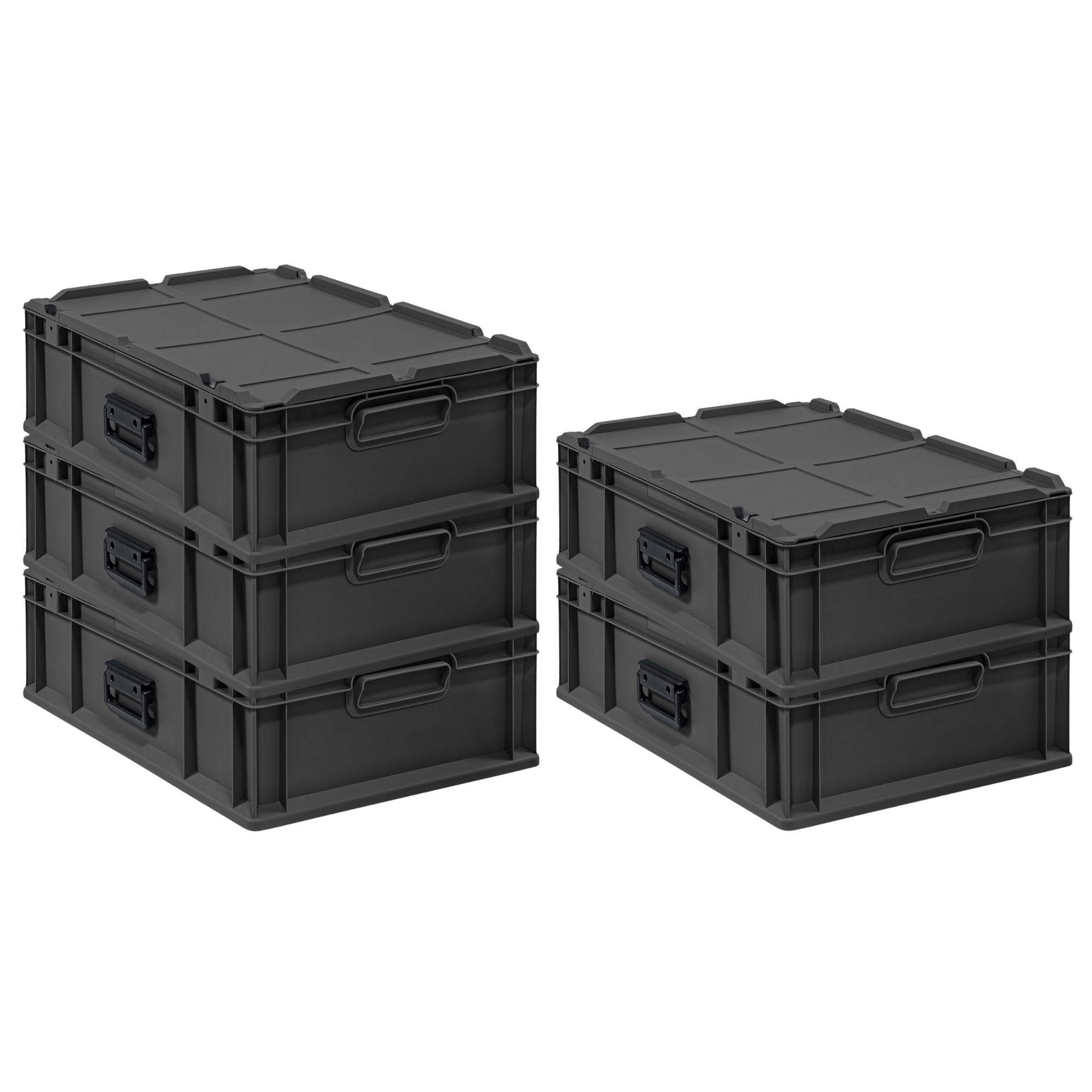 EUROBOX 5x NextGen Portable, HxBxT 18,5x40x60cm, 34 Liter, Schwarz - Schwarz, Kunststoff (40/18.5/60cm) - PROREGAL
