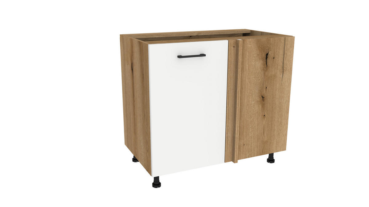 WINKELKÜCHE 240x180 cm mit Arbeitsplatte- SIMPLY Z20 - in Weiß Matt / Eiche - Eichefarben/Schwarz, Holz (420/212/53cm)