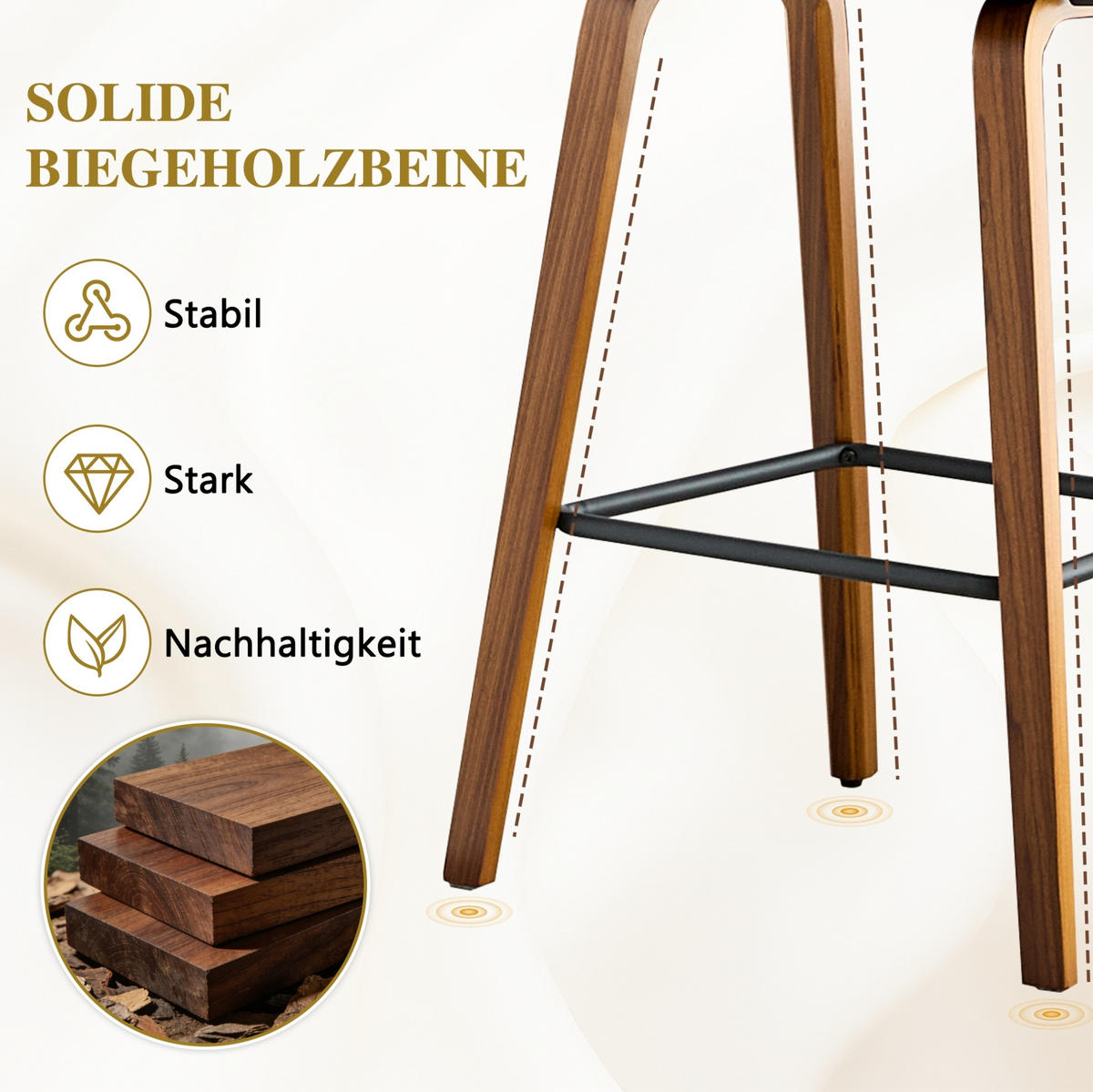 BARHOCKER mit Armlehne und Fußstütze 68/52,5/44 cm - Weiß, Holz (44/88/54.7cm) - MIVRAY