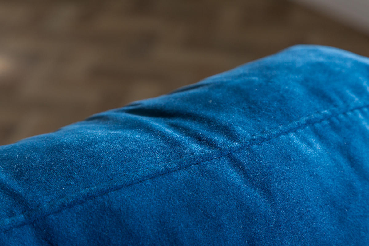 3-SITZER SOFA COZY VELVET Eukalyptus Samt Blau 220 cm - Blau/Goldfarben, Holz/Textil (220/90/85cm) - riess-ambiente