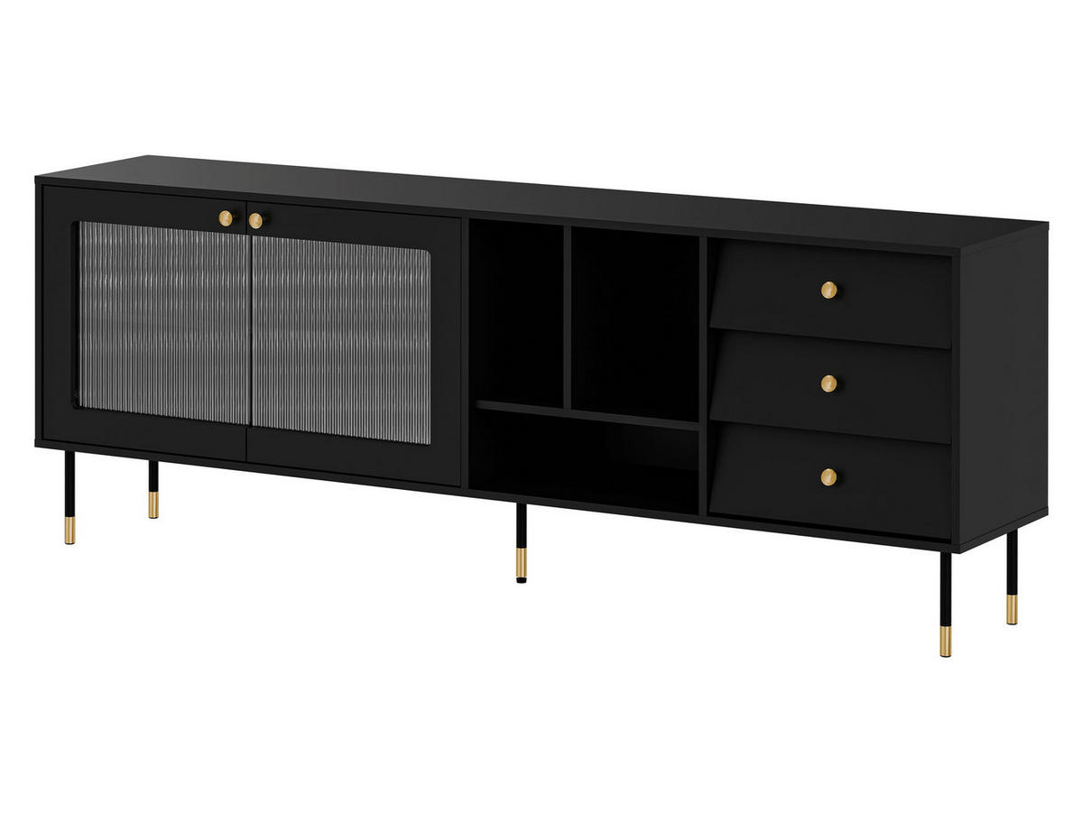 SIDEBOARD Valerio 200 - Goldfarben/Schwarz, Holzwerkstoff/Kunststoff (200/75/39cm) - MIRJAN24