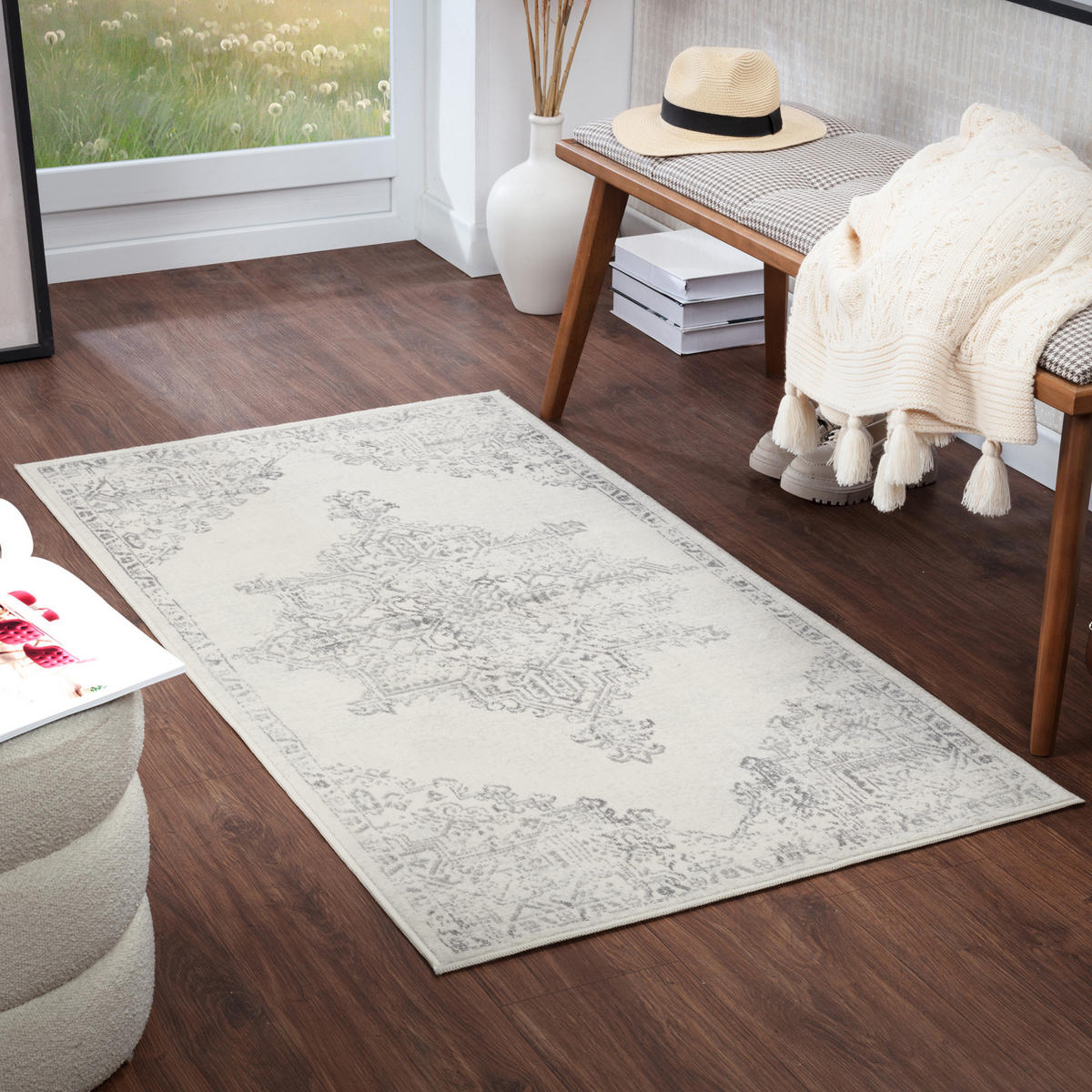 VINTAGE-TEPPICH 80/150 cm Grau - Grau, Naturmaterialien/Textil (80/150cm) - LIVABLISS
