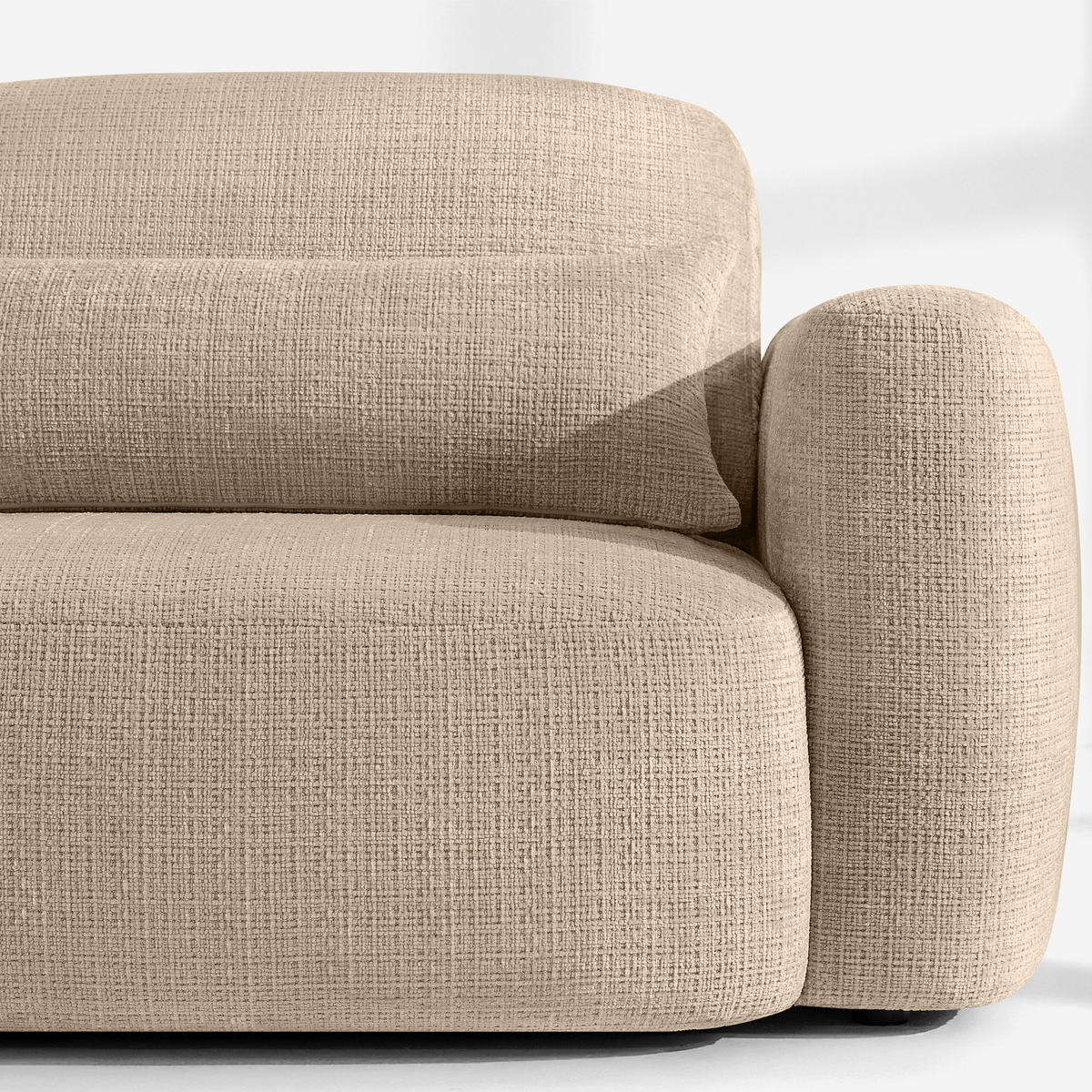 ECKSOFA links ELOSA - Beige, Holz/Textil (245/165cm) - KONSIMO®