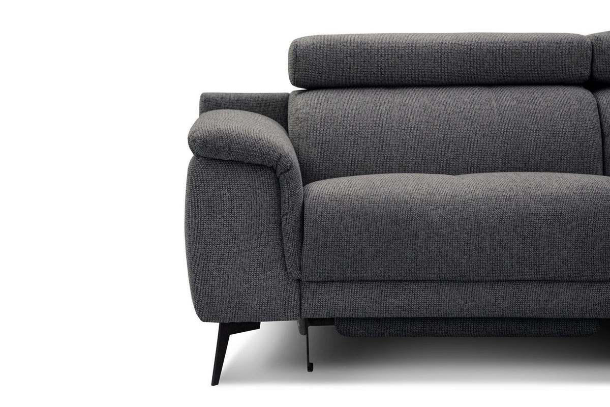 ECKSOFA FIERO 5-Sitzer mit 1 Relaxfunktion, dunkelgrau - Dunkelgrau, Holzwerkstoff/Textil (290/228cm) - Courtois Laville
