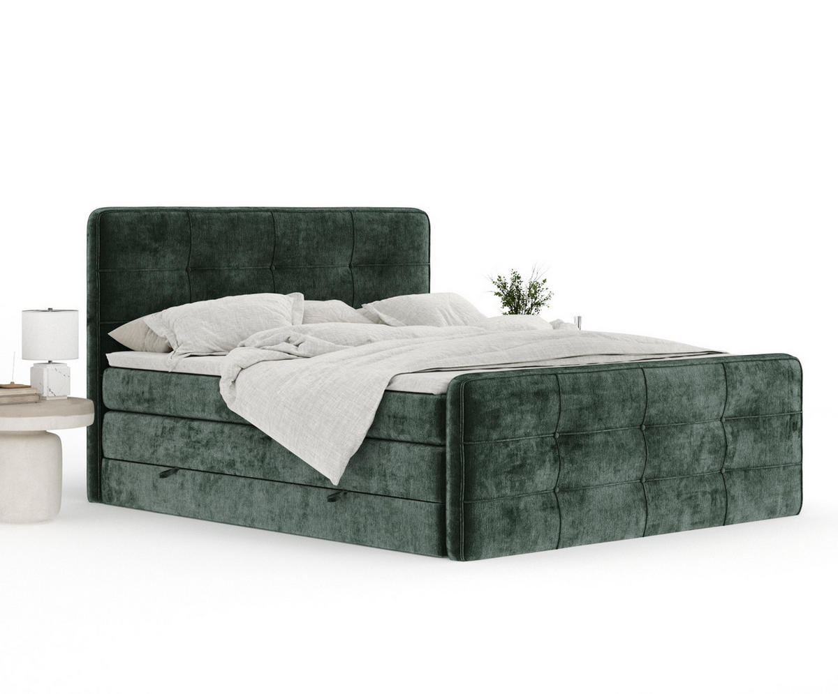 BOXSPRINGBETT Semplice Grün 140/200 cm - Schwarz/Grün, Holz/Holzwerkstoff (140/200cm) - Maison de Reve