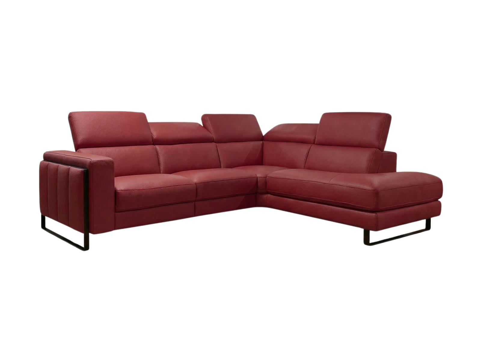 ECKSOFA Marchesi Echtleder Rot - Rot, Leder/Metall (257/80/220cm)