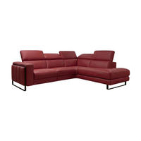 ECKSOFA Marchesi Echtleder Rot - Rot, Leder/Metall (257/80/220cm)