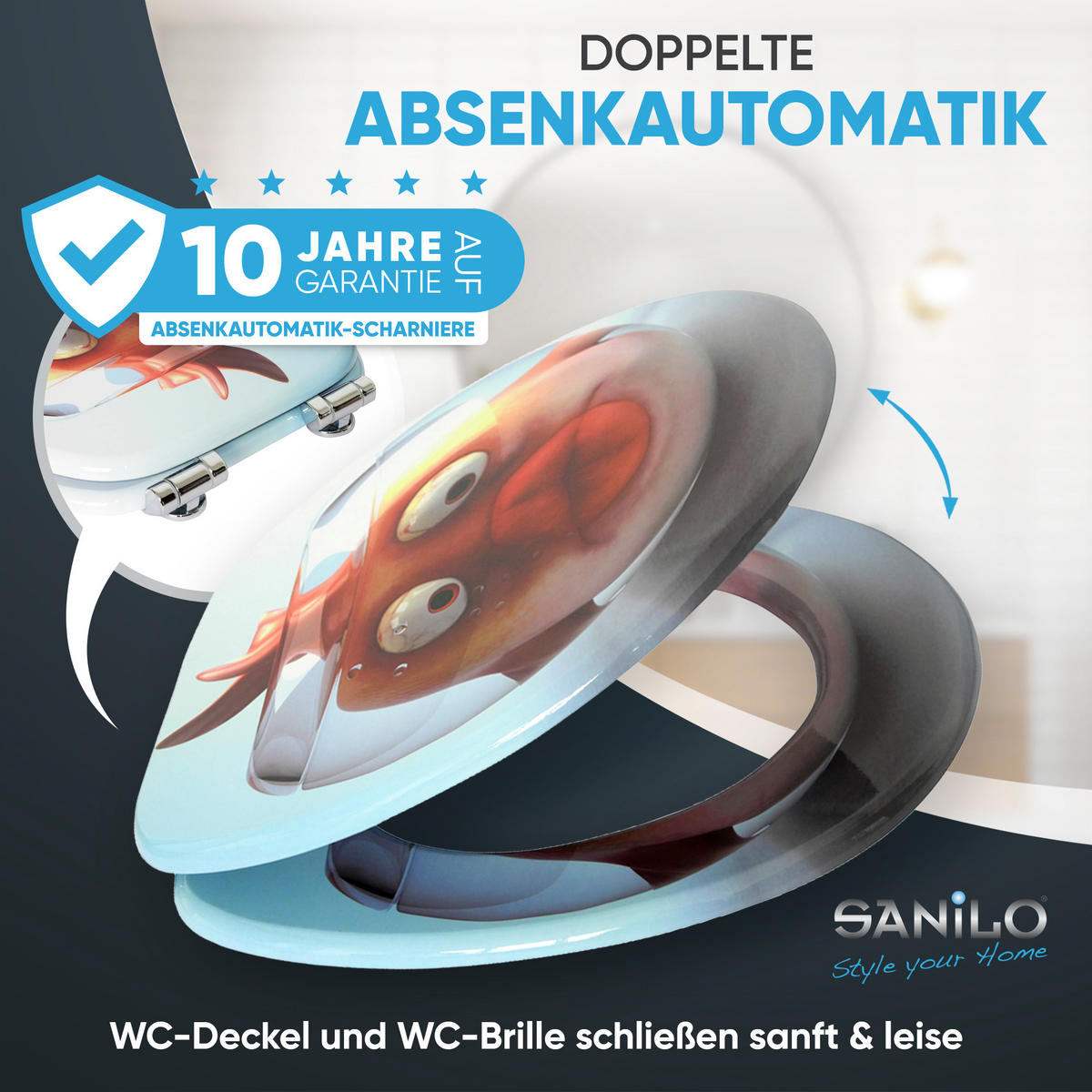 WC-SITZ mit Absenkautomatik Goldfisch - Orange, Holzwerkstoff (38/6/47cm) - Sanilo