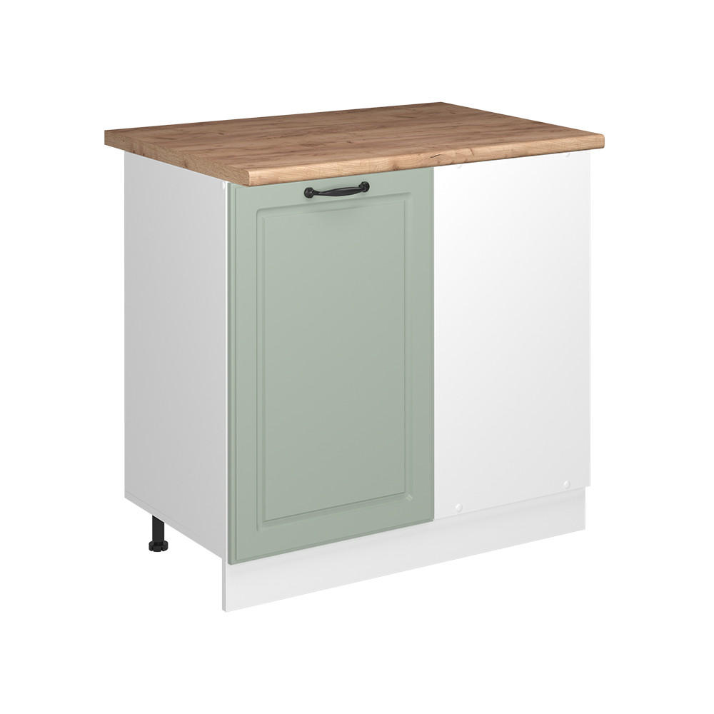 ECKUNTERSCHRANK R-Line, Mint Landhaus/Weiß, 86 cm Arbeitsplatte Goldkraft Eiche - Weiß/Mintgrün, Holzwerkstoff (86/81.6/60cm) - Vicco