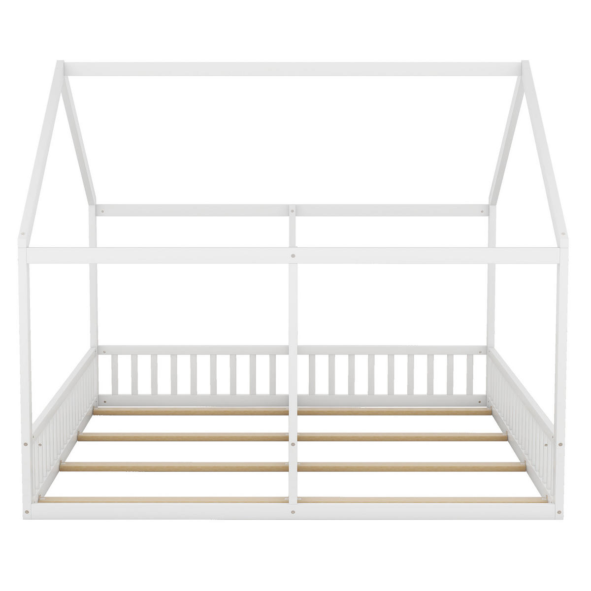 HAUSBETT 90/200 cm in Weiß aus Kiefernholz mit Hausdesign - Weiß, Holz (90/200cm) - OKMYHOME