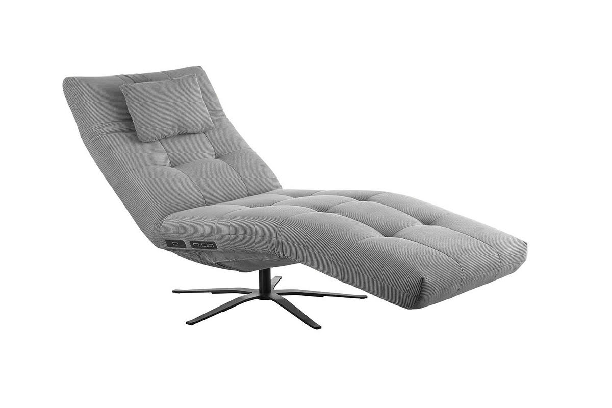 RELAXLIEGE LETICIA Grau Cord - Schwarz/Grau, Textil/Metall (82/115/156cm) - KAWOLA