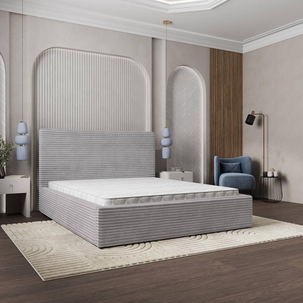 POLSTERBETT MIRETTI 160x200 cm mit Bettkästen - Hellgrau - Hellgrau, Holz (160/200cm) - MASSENO