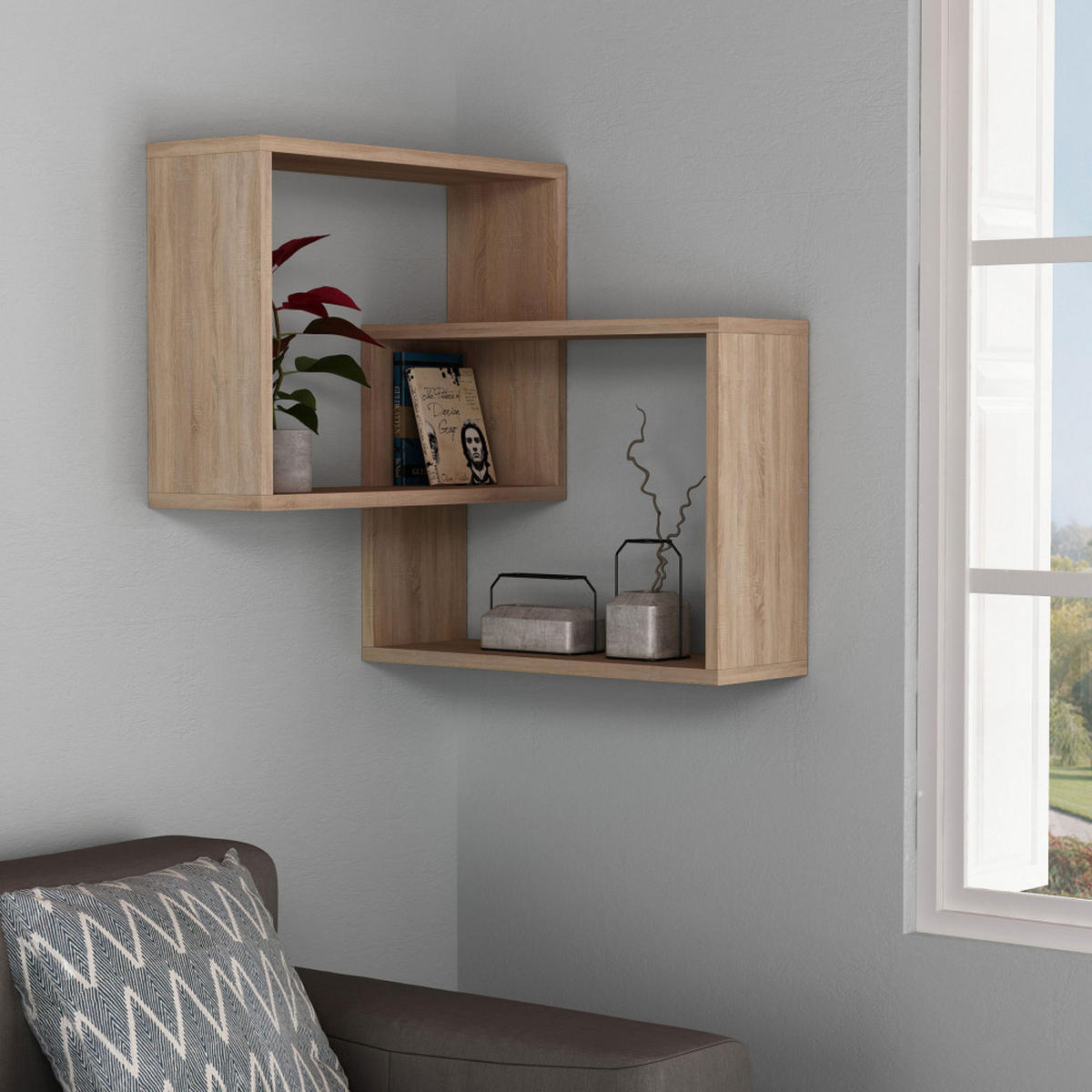 WAND-ECKREGAL aus Holz, L68cm - Mali - Klares Holz - Eschefarben, Holz (68/68/60cm) - Drawer