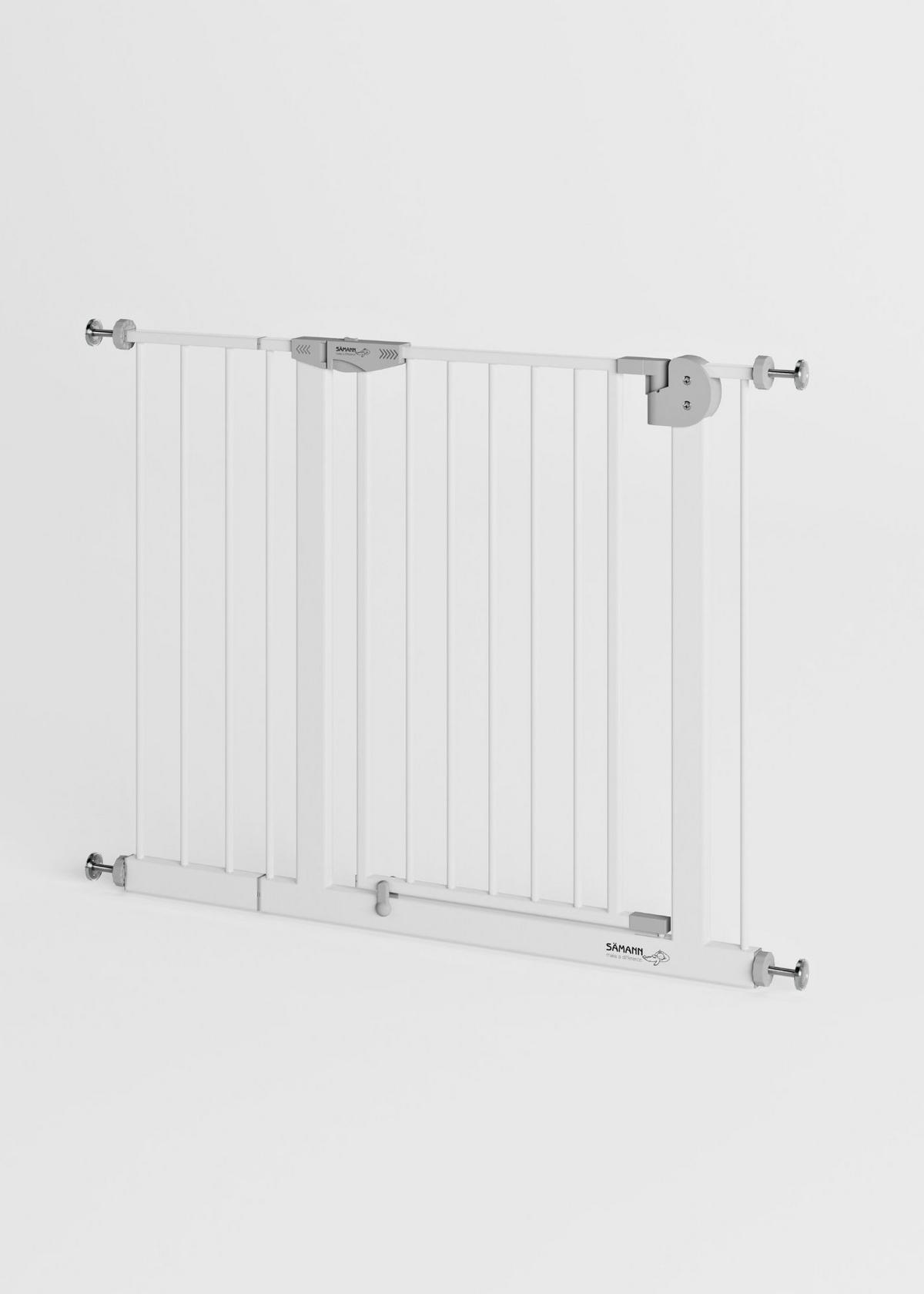 TÜRSCHUTZGITTER & Treppenschutz mit Y-Spindel, Tür mit 90° Stop, ohne Bohren 95-105 cm - Weiß, Metall (105/5cm) - Sämann – make a difference.