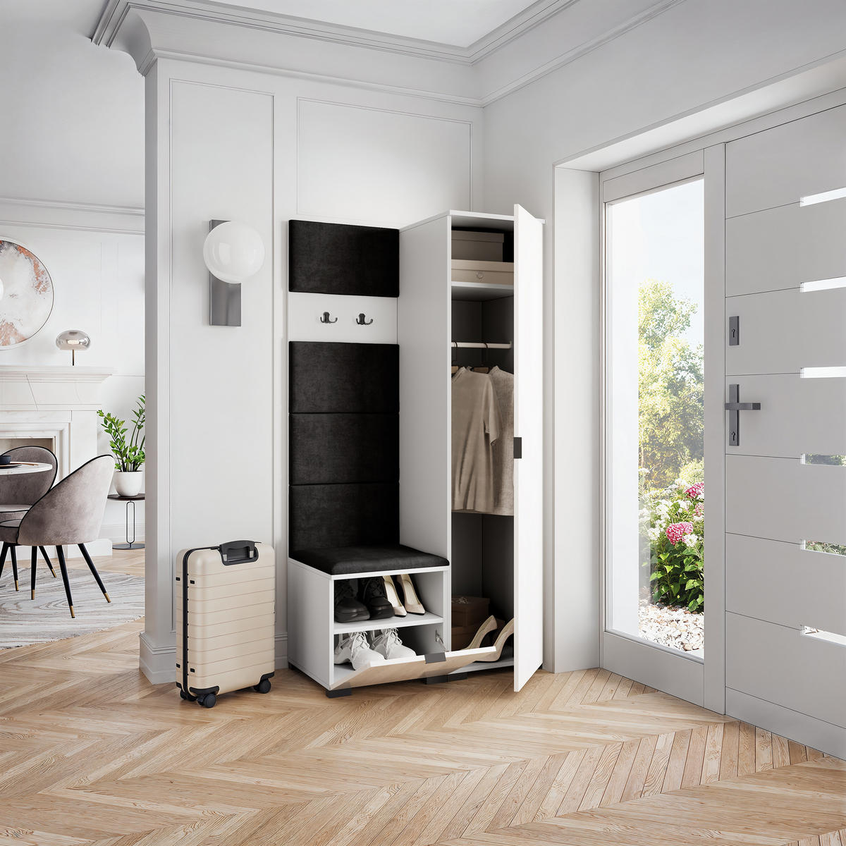 GARDEROBENSCHRANK LORI 95/181/51 cm Modern Weiß - Weiß, Holzwerkstoff (95/181/51cm) - MASSENO