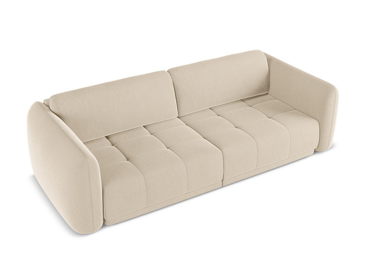 4-SITZER-SOFA Samt Stoff Beige - Beige/Creme, Kunststoff/Textil (250/74/105cm) - Makamii