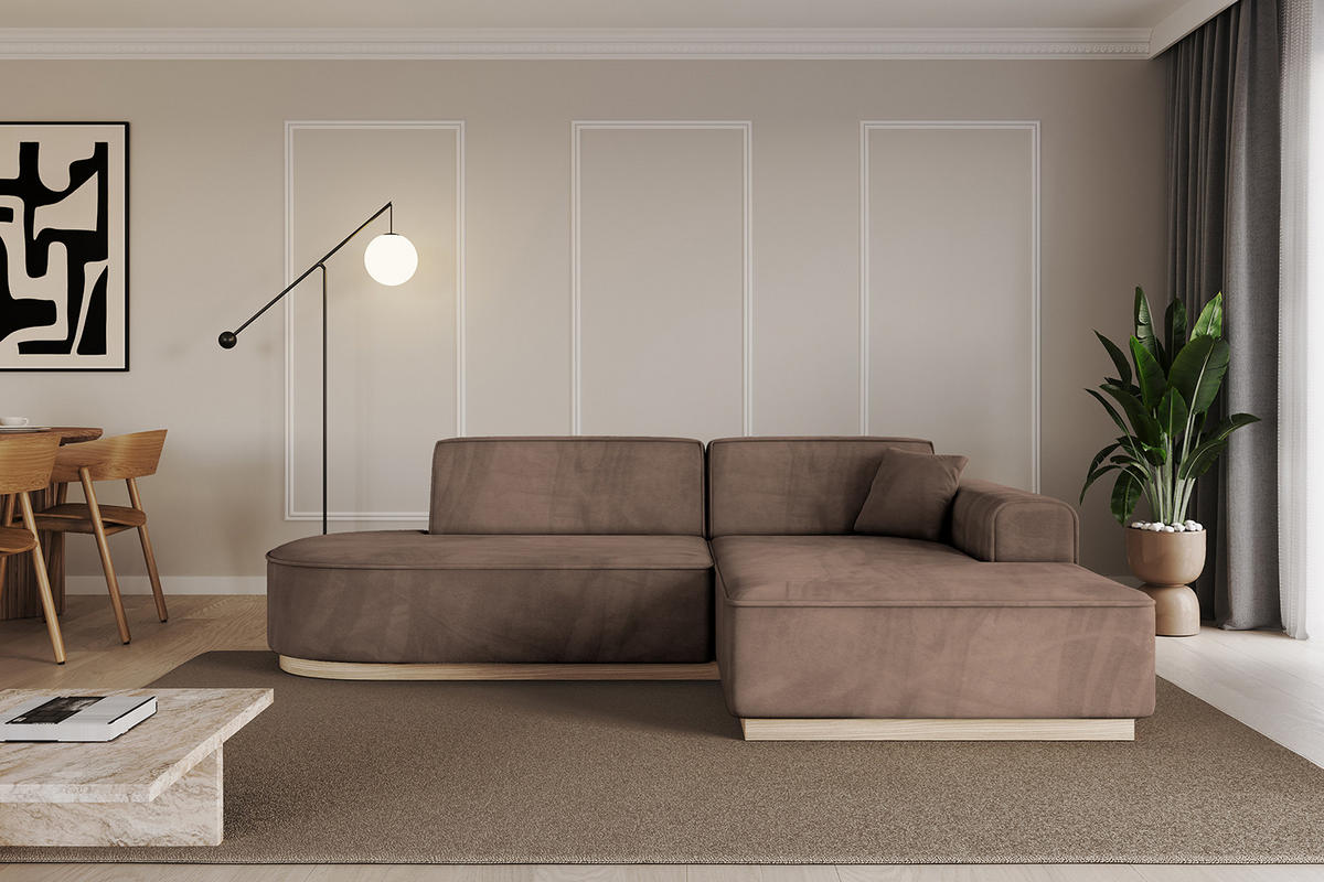 ECKSOFA Ottomane Rechts IREA-L1 - 232x165x80 cm Braun - Braun, Holzwerkstoff/Textil (232/165cm) - ALTDECOR