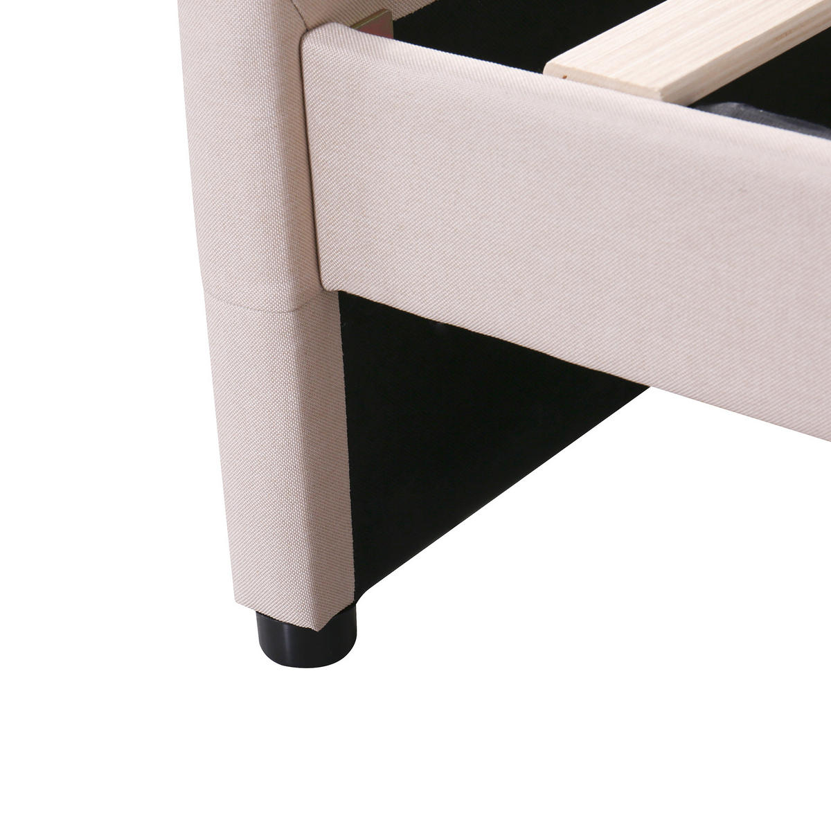 POLSTERBETT aus Stoff 210x99 cm in Beige mit LED & 2 Schubladen - Beige, Textil (90/200cm) - Modfu