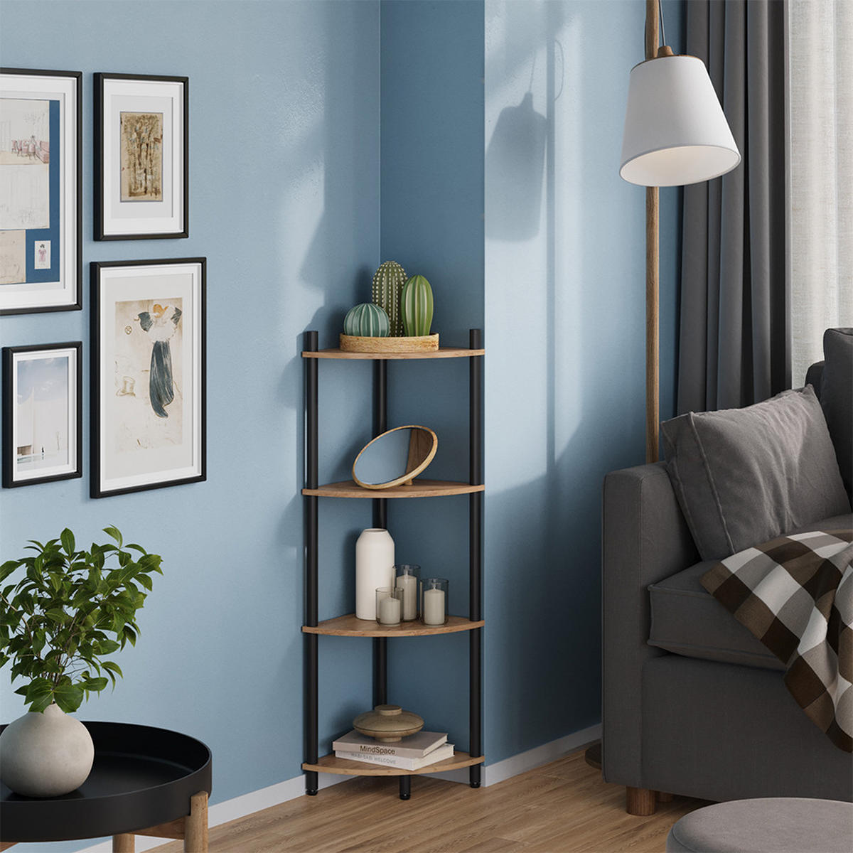 ROHOVÁ POLICE Bivio Zlatý dub power/antracit - medově dubová, kompozitní dřevo (29/102.5/29cm) - Vicco