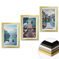 WANDBILDER 3er Set - 20x30 cm Goldrahmen - Seebrücken, Boote, Frieden - Goldfarben, Kunststoff (20/30cm) - ArtPrintCave