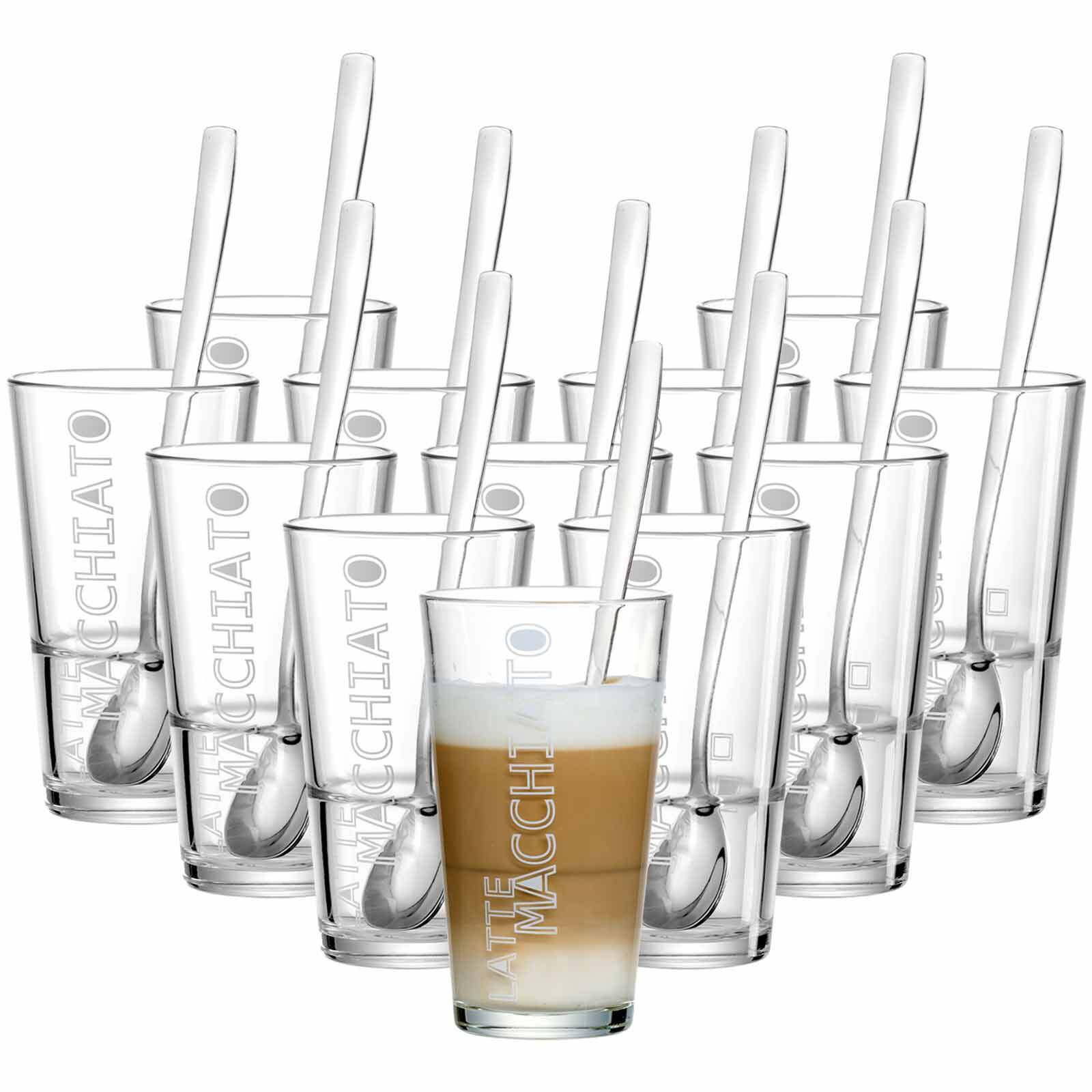 LATTE MACCHIATO GLÄSER + LÖFFEL Lena transparent 350 ml 12er Set - Transparent, Glas (0.35L) - Ritzenhoff Breker