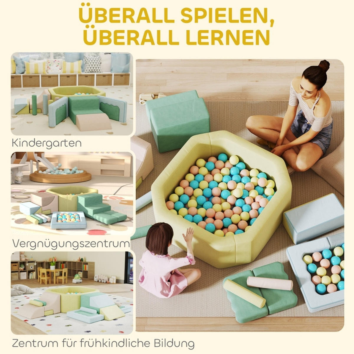 KONSTRUKTIONSSPIELZEUG Bausteine aus Kunststoff - Multicolor, Kunststoff (137.5/30/160cm) - Korfee