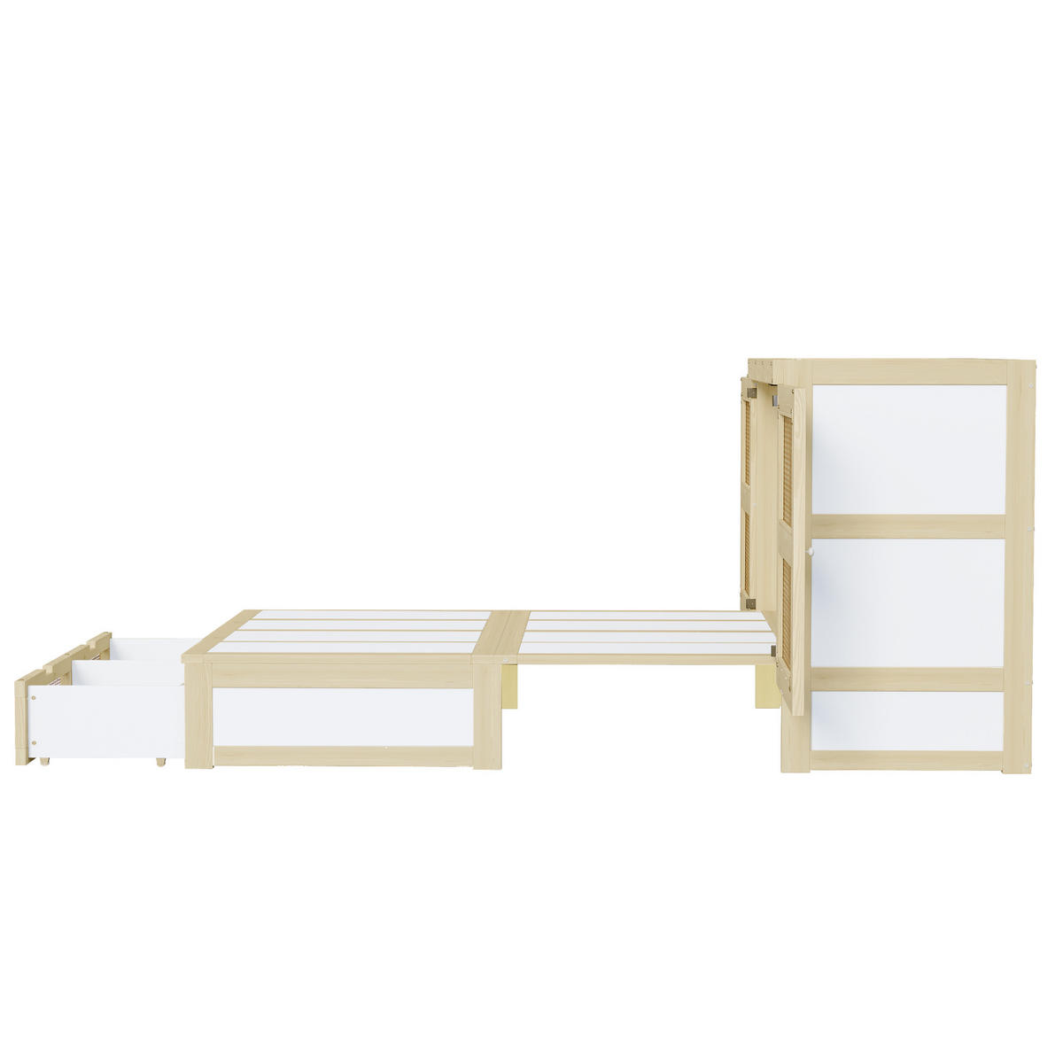 SCHRANKBETT 140/200 cm DE-01398, in Holzfarbe, mit Klappmechanismus und Schubladen - Naturfarben, Holz (140/200cm) - ComfortXL