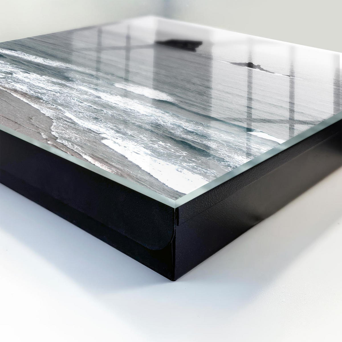 SCHLÜSSELBOX Schwarz 30x30 cm- Türöffnung nach rechts - Meer aus Felsen - Grau, Metall (30/30/5cm) - TULUP