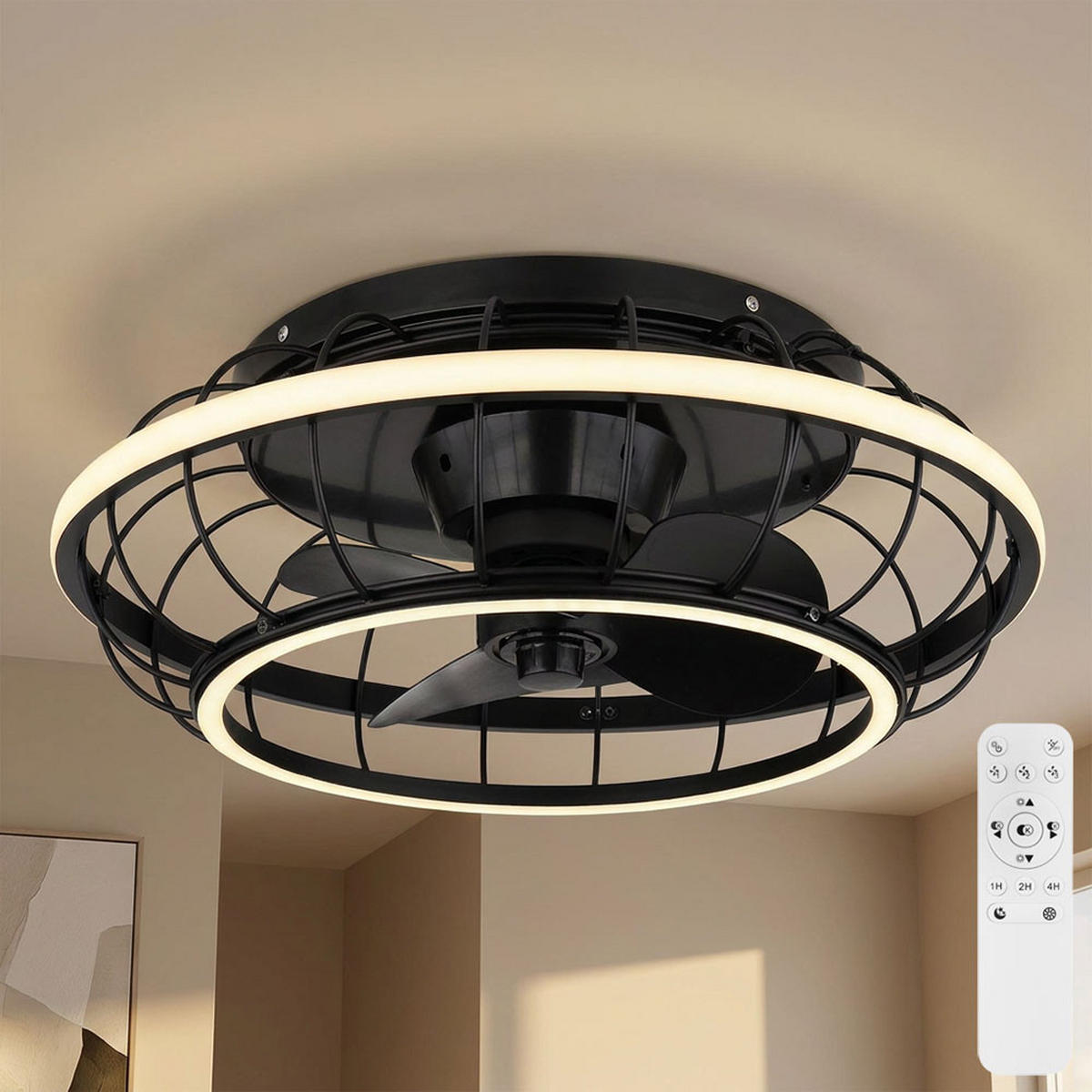 LED DECKENLEUCHTE Leonhard Schwarz Kunststoff - Schwarz, Metall (50/50/18cm) - Globo Lighting