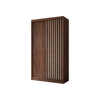 SCHWEBETÜRENSCHRANK Erika 120 cm mit Lamellen ohne Spiegel 2-türig, Nuss Warmia, weiß - Dunkelbraun/Weiß, Kunststoff (120/216/51cm) - Margaret Hadas24