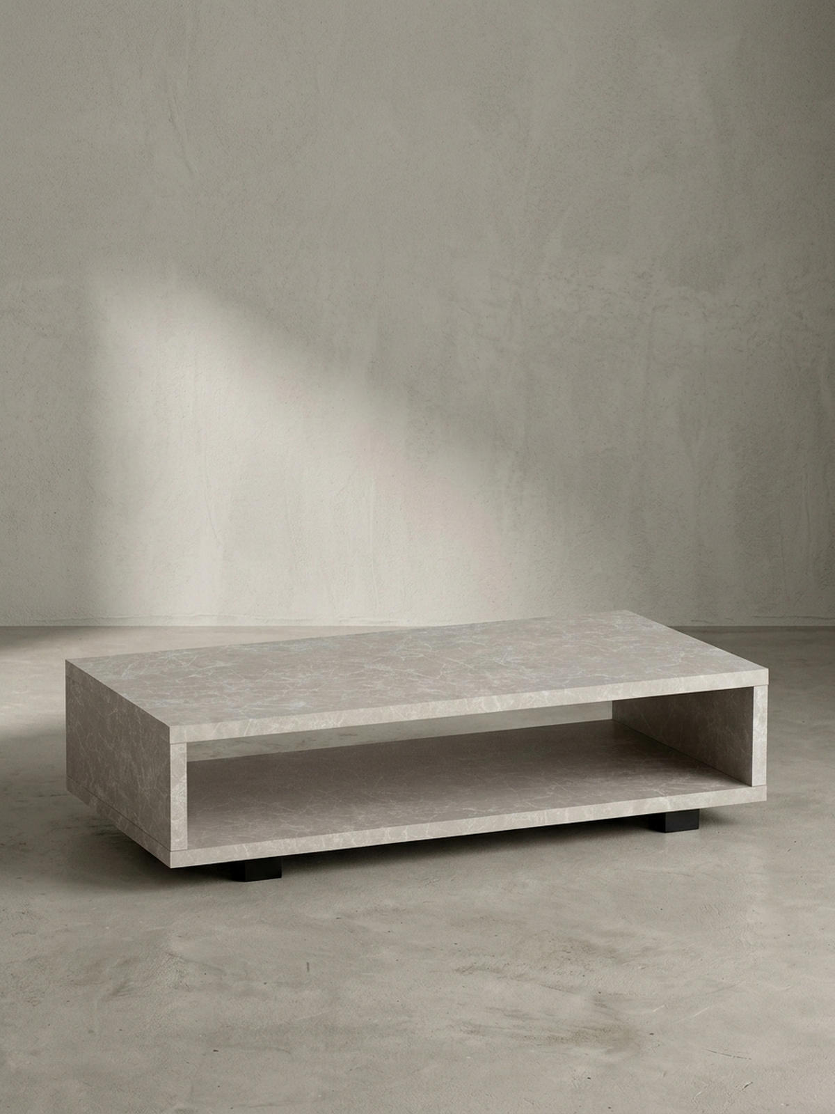 COUCHTISCH in Stein-Optik Modern mit Stauraum Rechteckig Schlicht, Beige 100x50x25 cm - Beige/Schwarz, Kunststoff (50/100/25cm) - KADIMA DESIGN