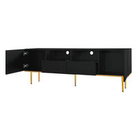 TV Lowboard 165x36x55 cm, 2 Türen, 2 Schubladen, Schwarz - Schwarz, Holz (165/55/36cm)