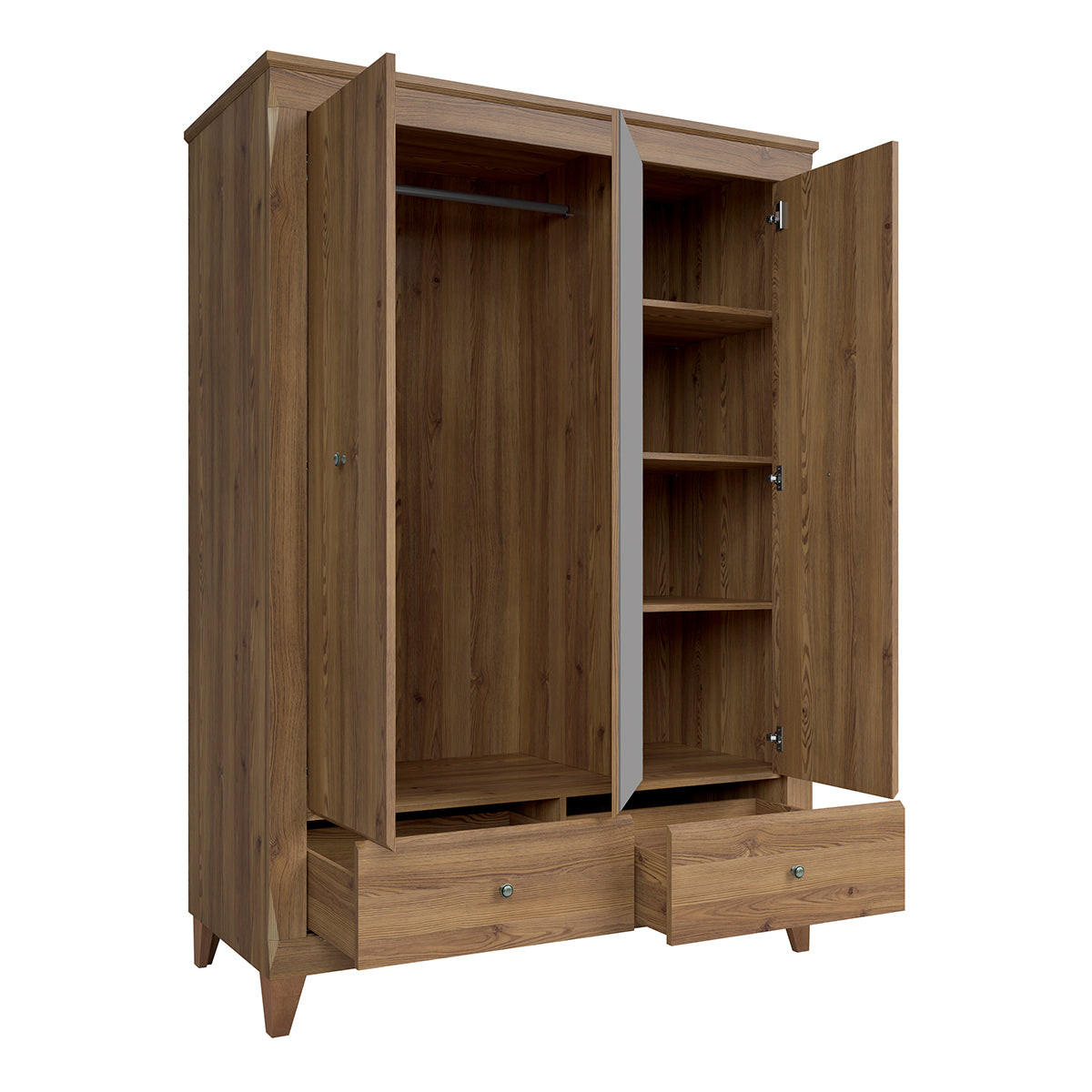 SCHRANK 3 Türen Raya Holz - Braun, Holzwerkstoff (144/202/63cm) - Petits-meubles